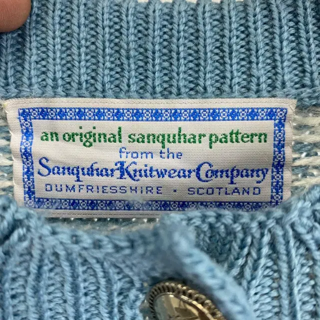 빈티지 sanquhar knitwear SCOTLAND 램스울 가디건