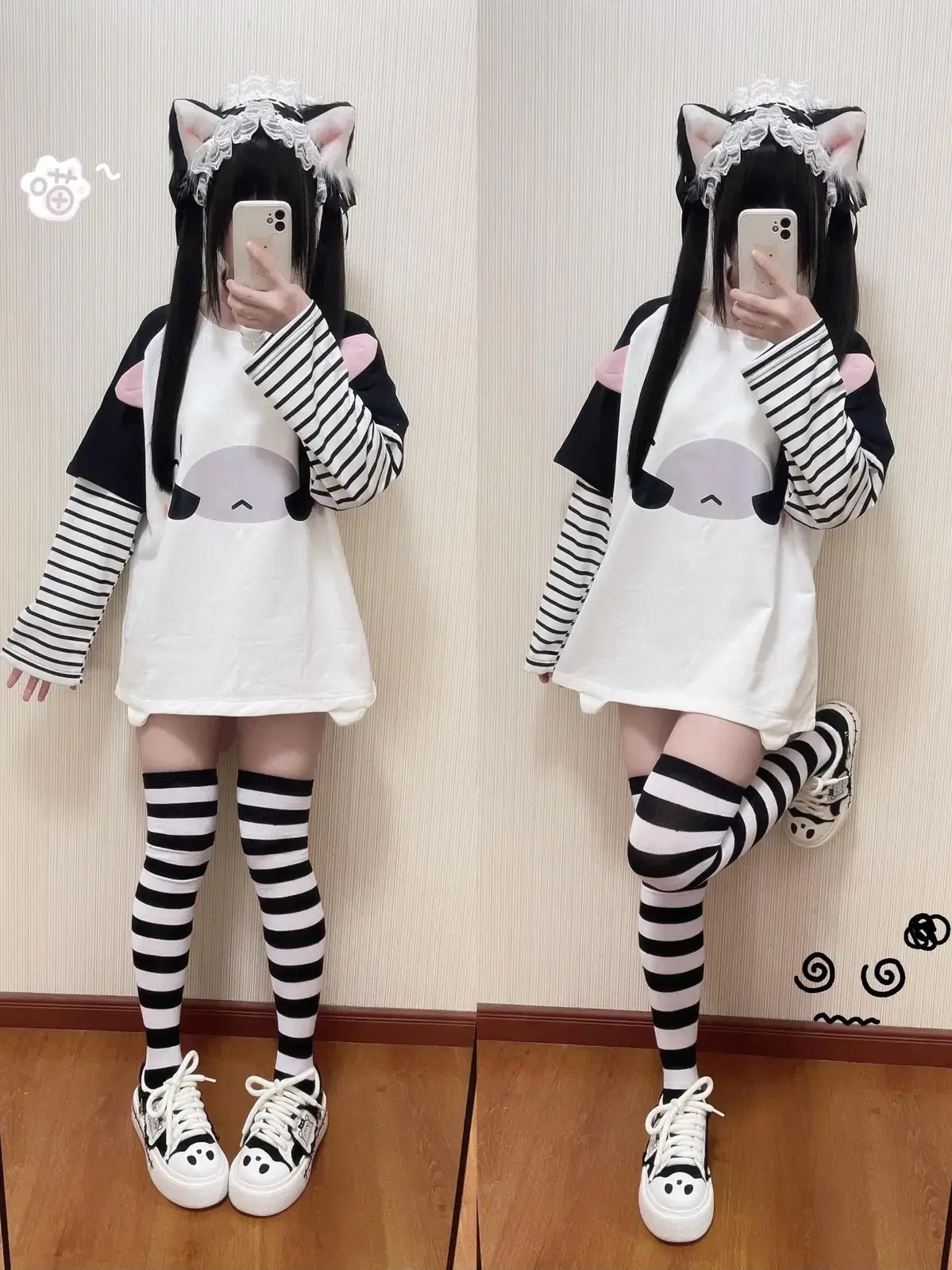 Yang Jirae Neko Stripe T-shirt