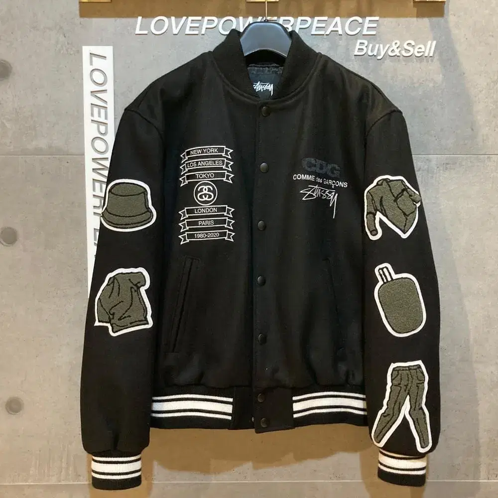 #NewStussyXCDG Comme des Garçons Song 40th Anniversary Varsity Jacket-D103101