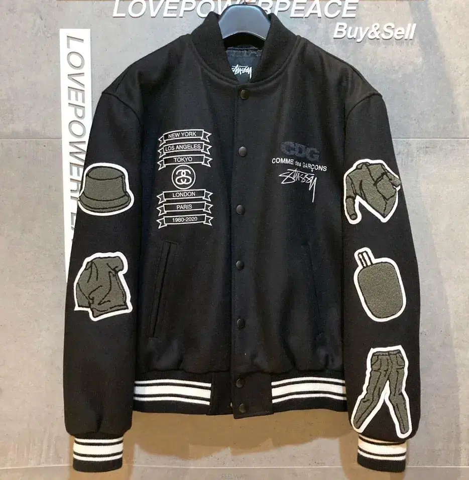 #M StussyXCDG limited edition Varsity Jacket Black-F021624