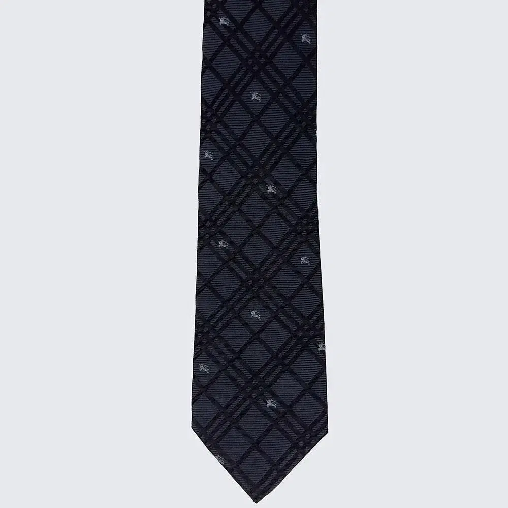 Burberry BURBERRY Check Logo Pattern Tie Silk Vintage (18886)