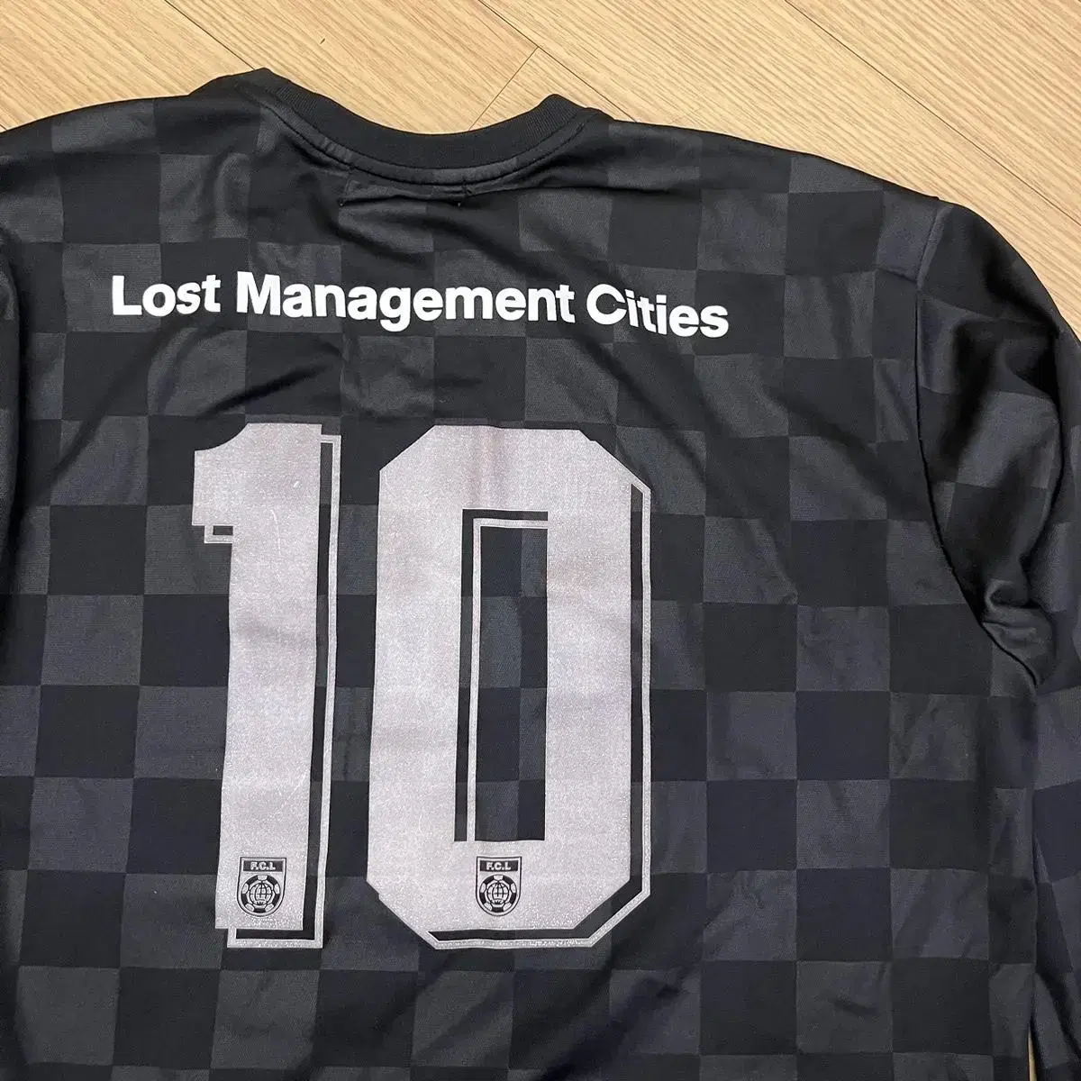 [L] LMC Black Checkerboard F.C.L Long Sleeve Soccer Tee