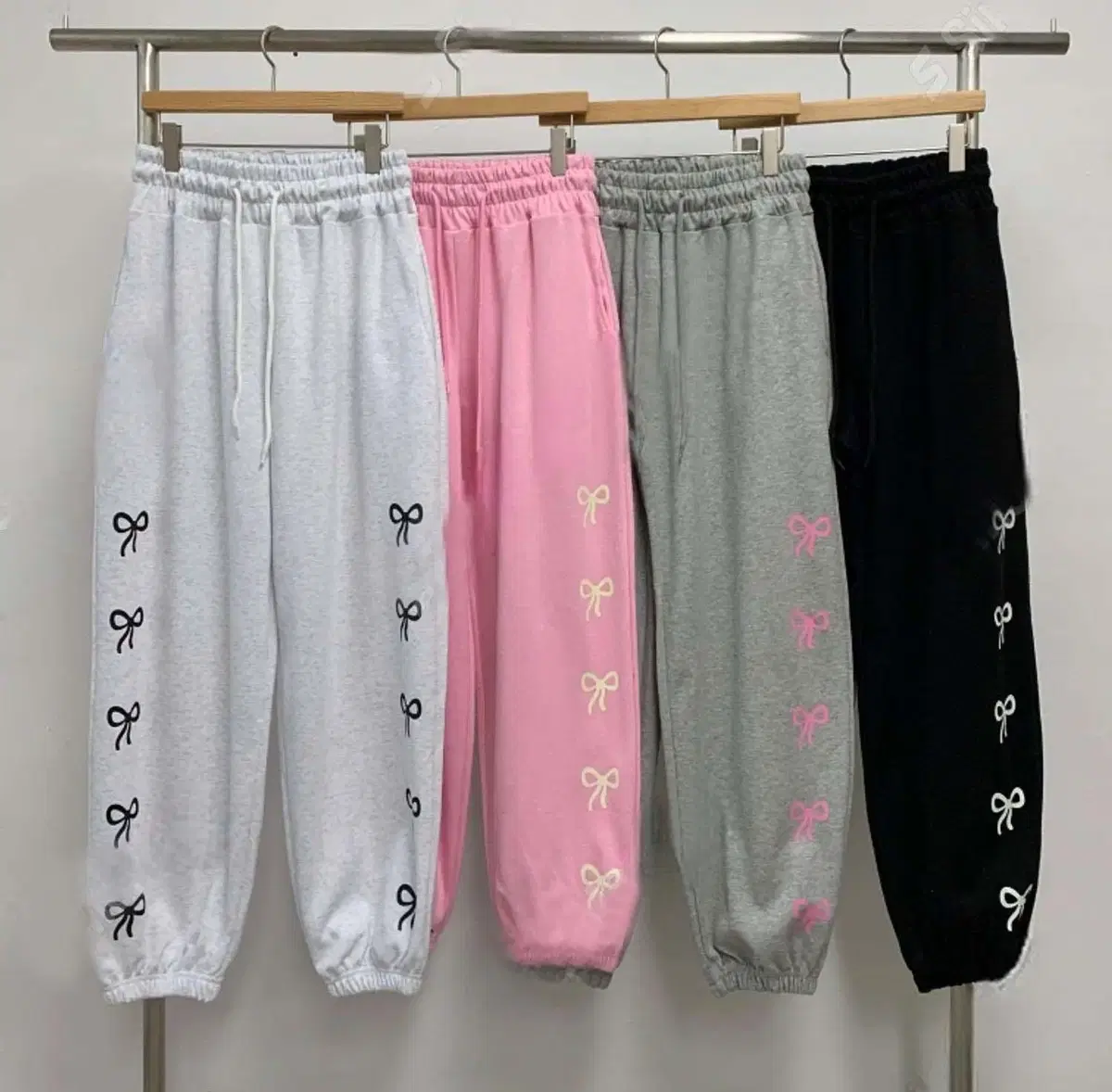 [Gray day/ribbon jogger pants] 1831. backmelange, gray, pink, black