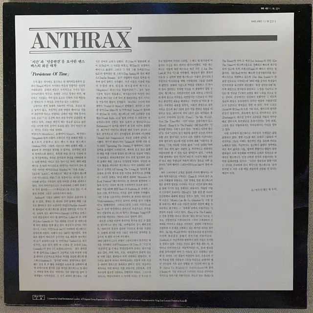 [ROCK] Anthrax - Persistence Of Time LP