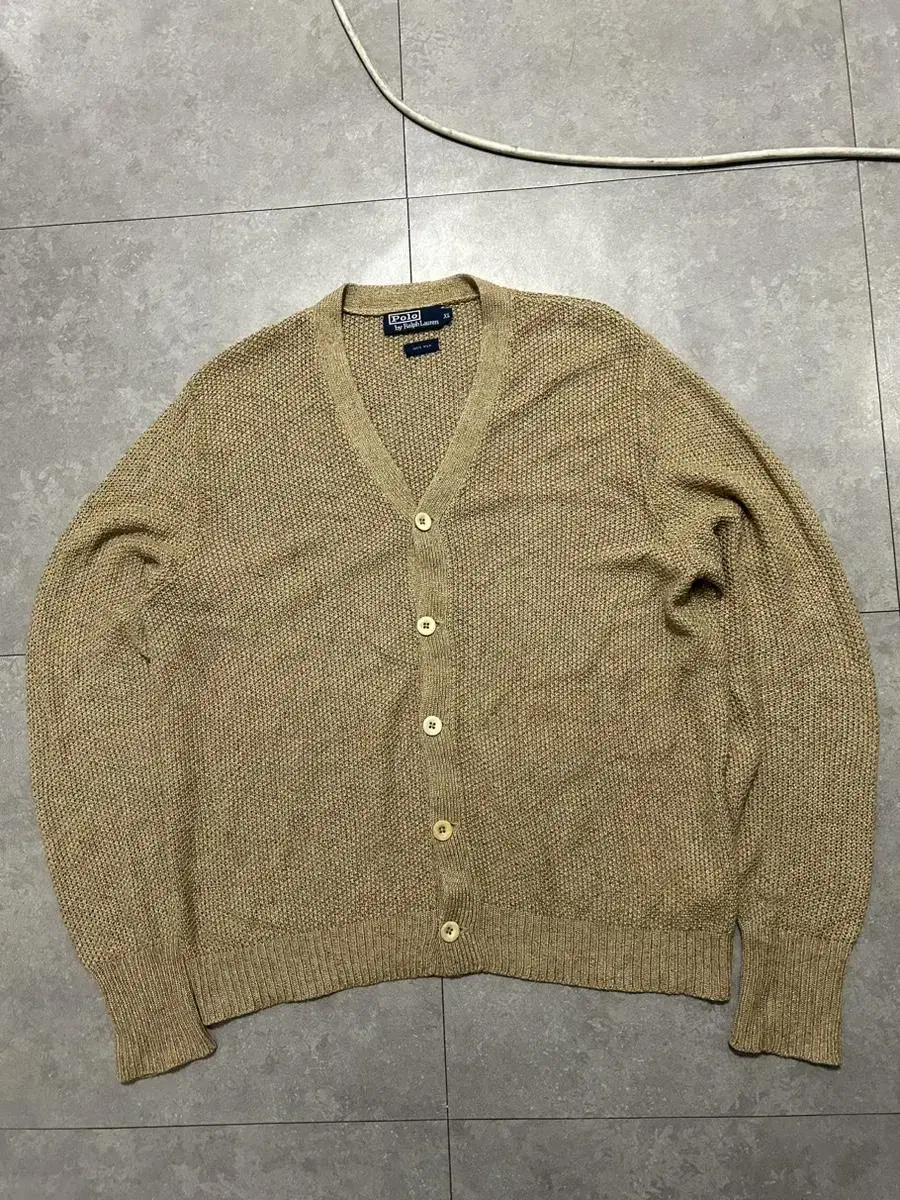 00S Ralph Lauren Polo Vintage Beige Silk Knit Cardigan 1