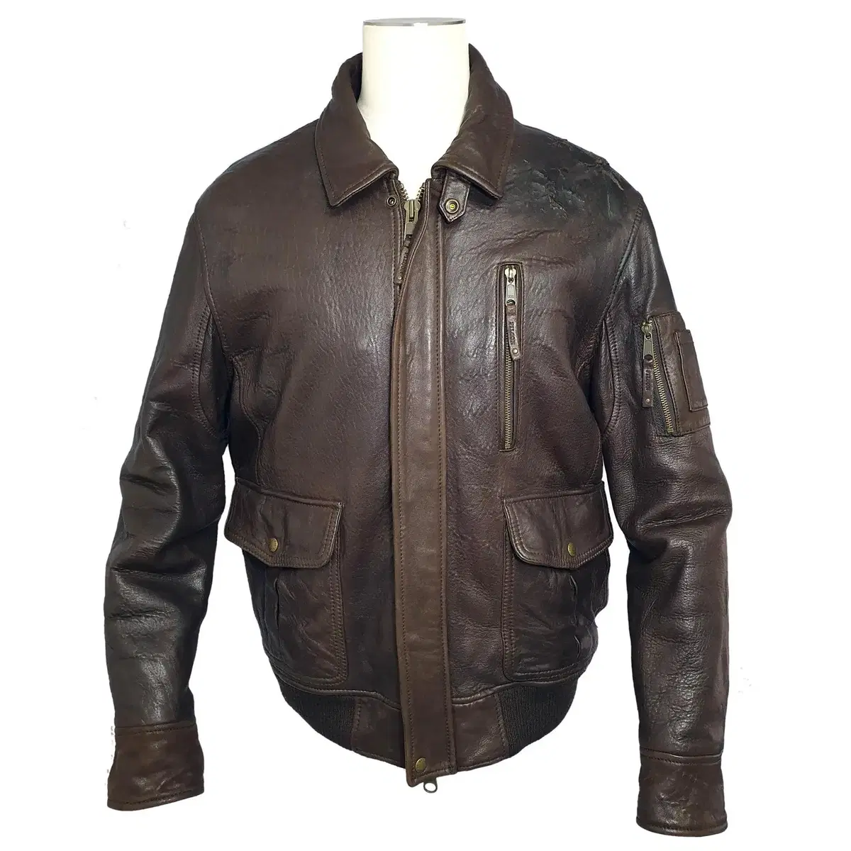 [L] Filson Allsworth Bomber leather jacket in brown from the 2012 season.