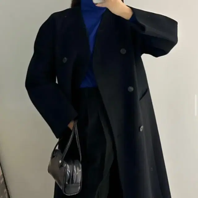 앤니즈 collarless long coat soft black (차지혜