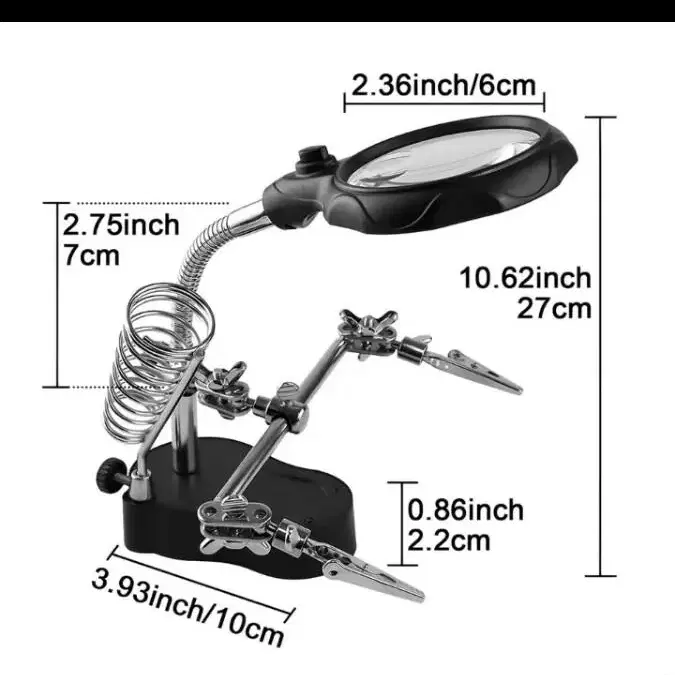 인두 납땜 보조 클립 용접 LED 라이트 기판 돋보기 확대경 브래킷