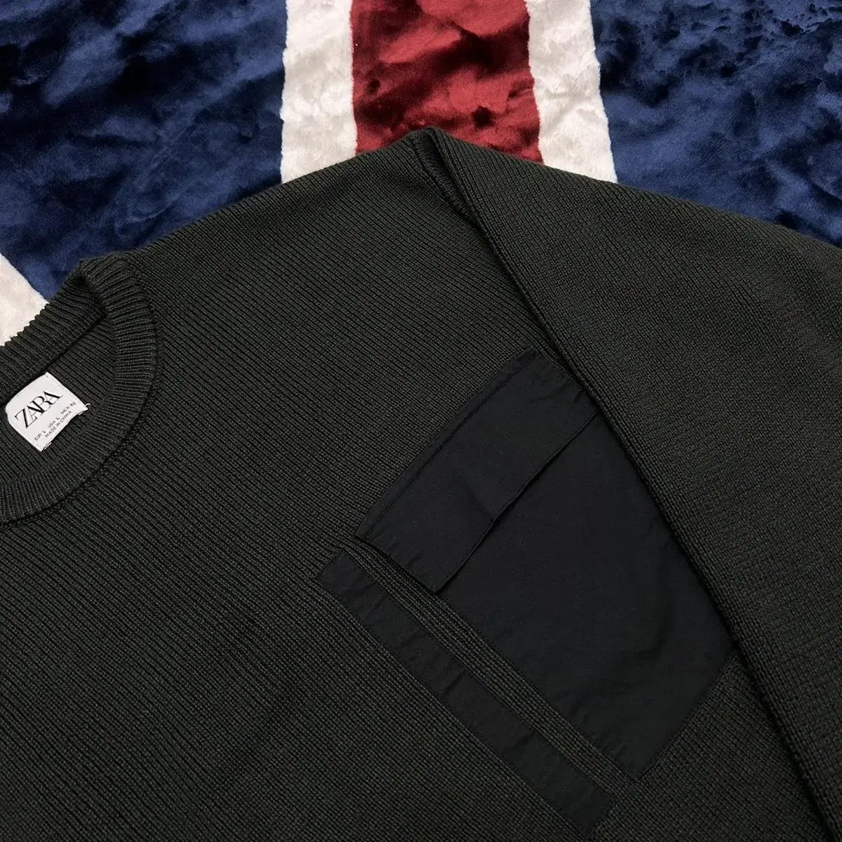 [Korea XL]ZARA Heavy wool pocket knit/dark khaki