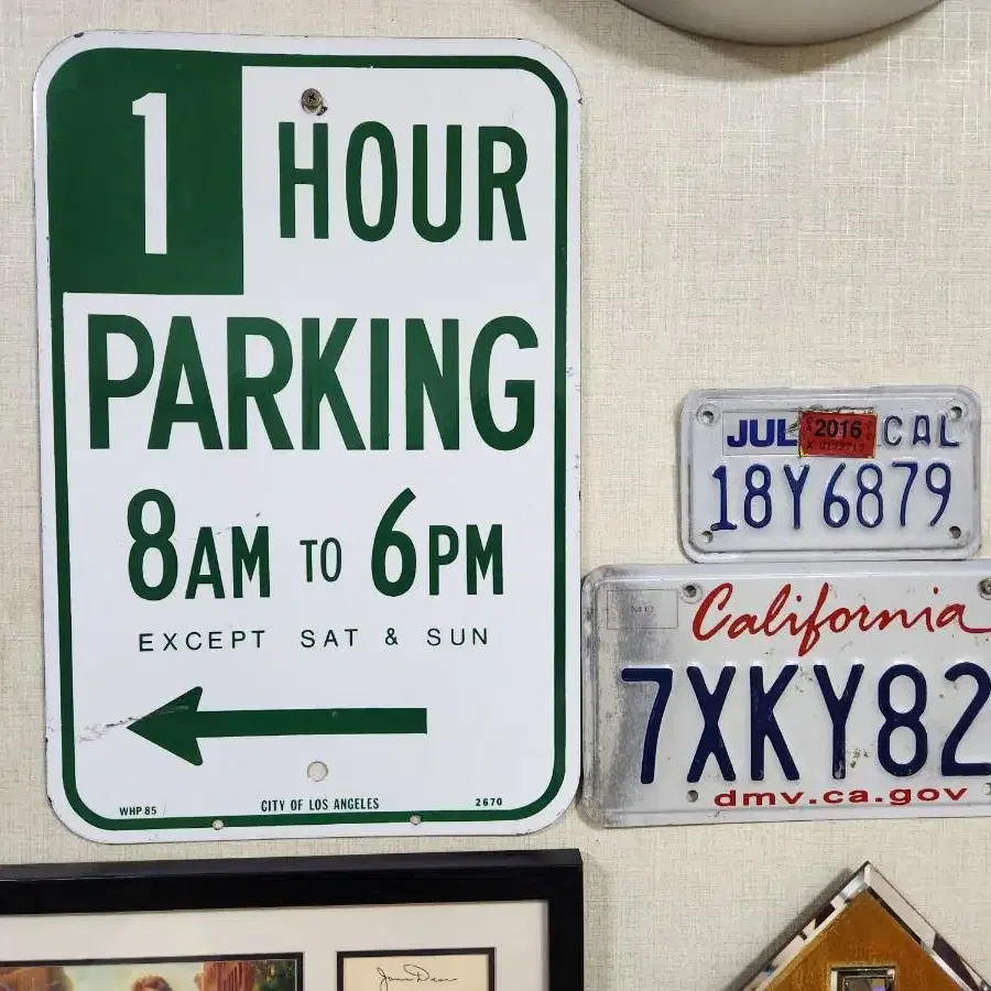 미국 콜렉션한 주물 오리지널 LA 1 Hour Parking Sign