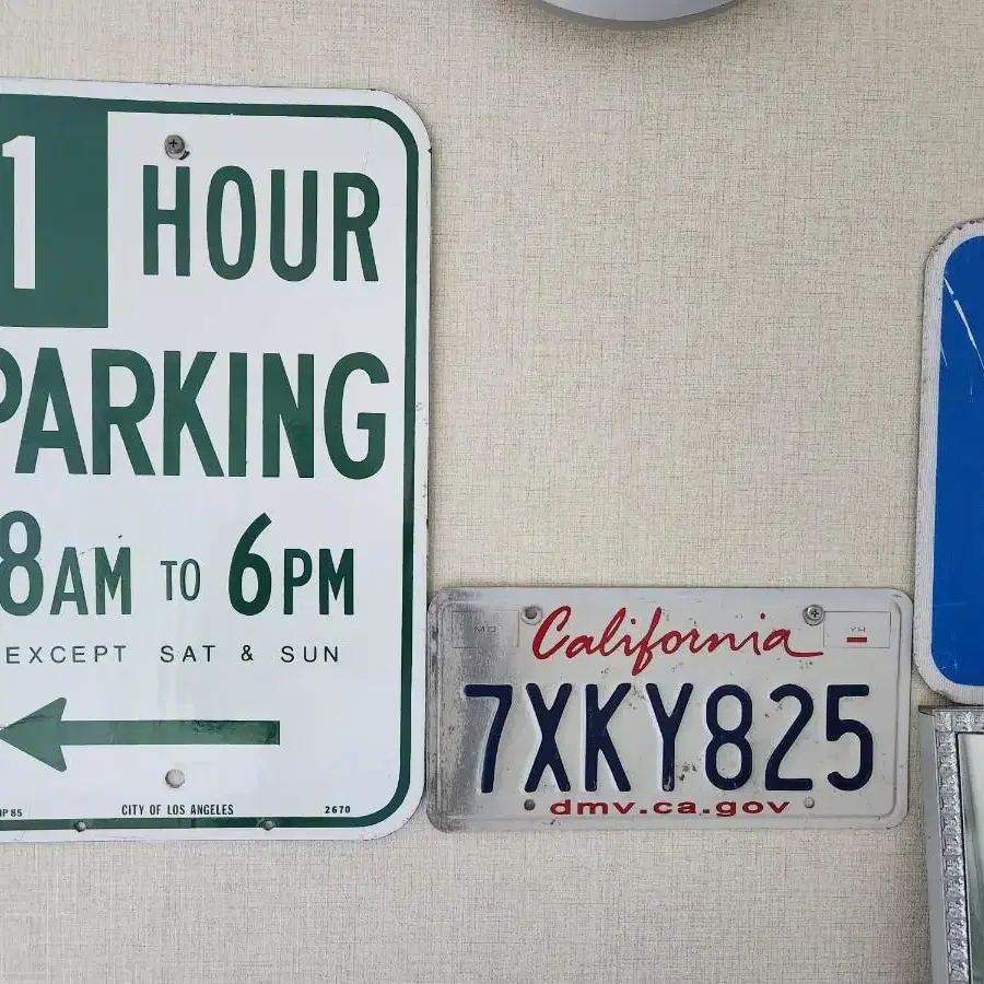 미국 콜렉션한 주물 오리지널 LA 1 Hour Parking Sign