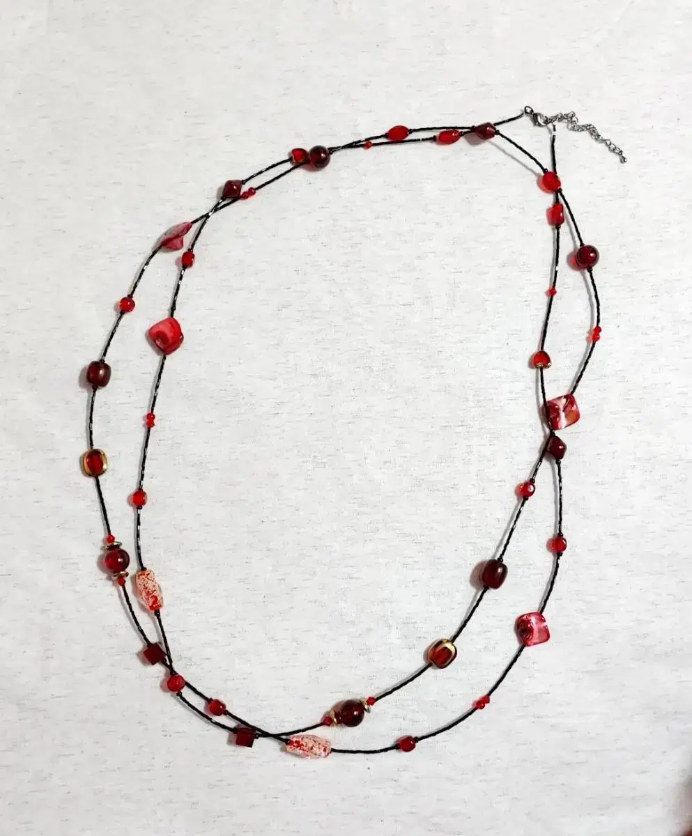 * Red Naughty Mother-of-pearl Bead Necklace 180-185cm