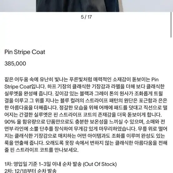 문달 스트라이프 코트 Pin Stripe Coat