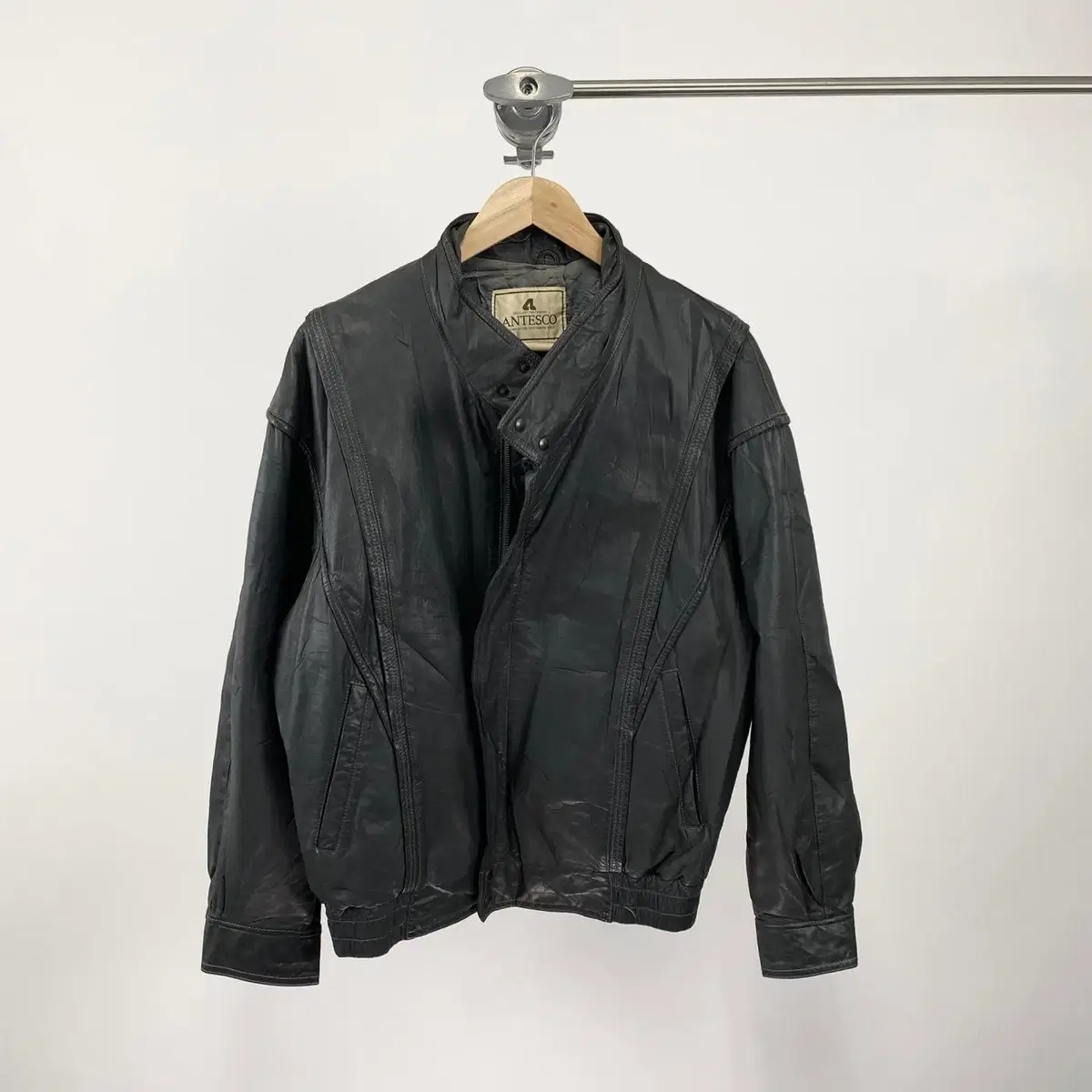 Vintage ANTESCO Line Detail Cowhide Leather Jacket