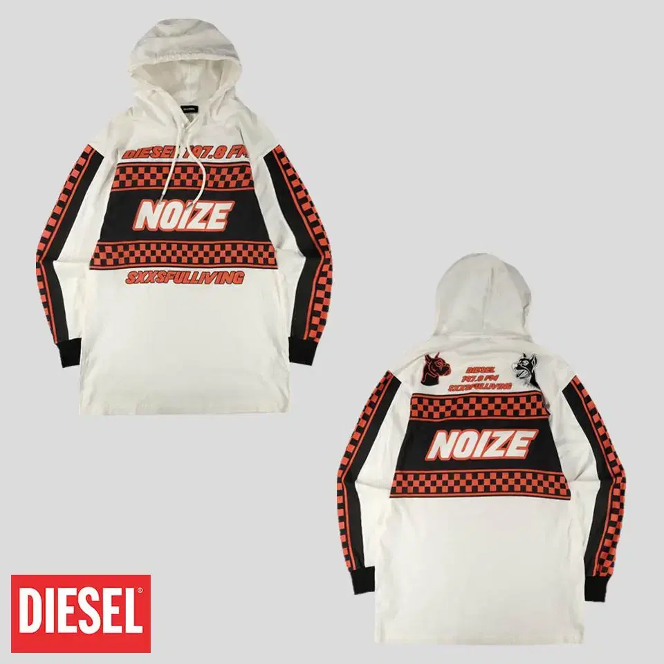 DIESEL 디젤 화이트 NOIZE 197.8 FM 블랙 오렌지 체커보드