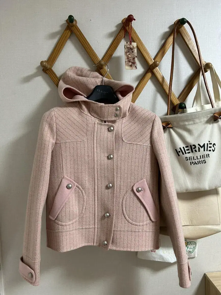 VIKIStrawberry milk-pink hooded coat