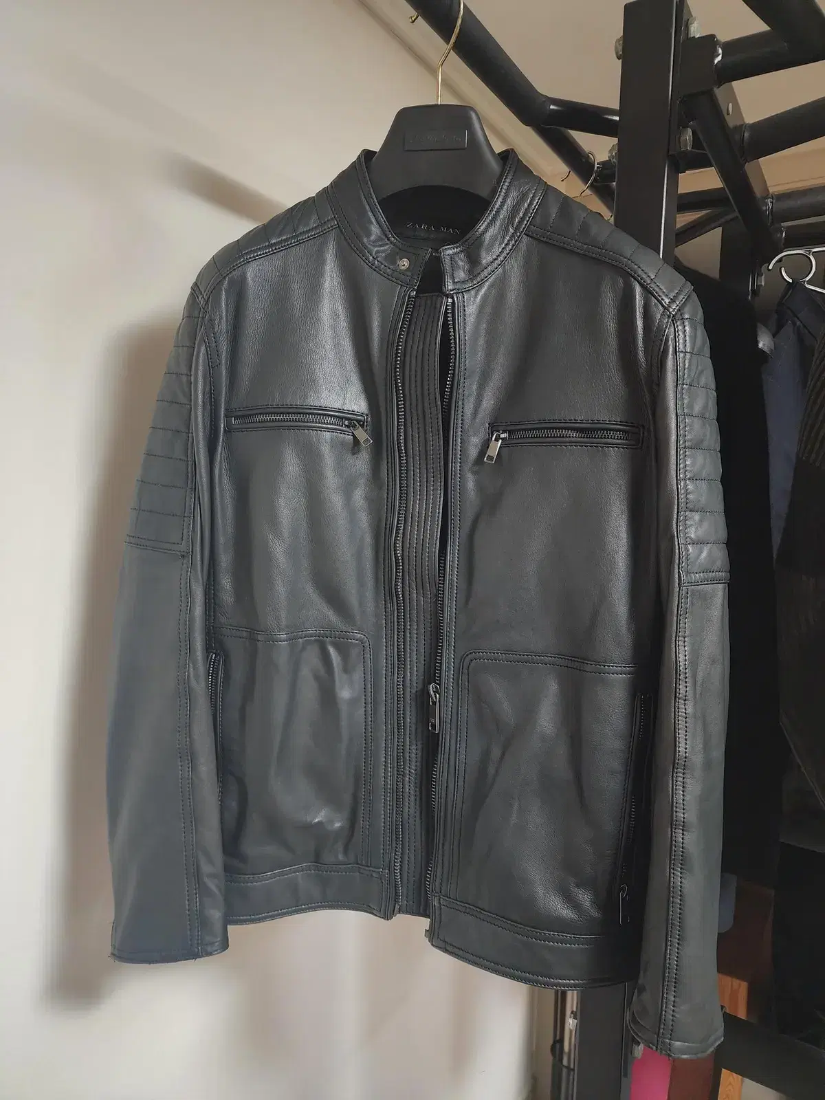 Zara Black leather rider jumper size 40 for sale