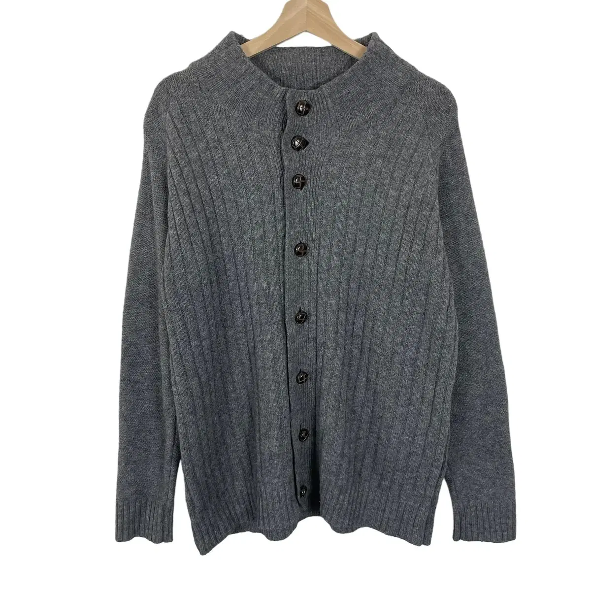 Eddie Bauer Waffle Button Pointed Grey Cardigan