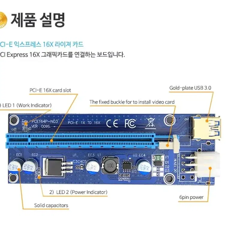 Miniing Bitcoin 채굴용 라이저 카드 16셋트