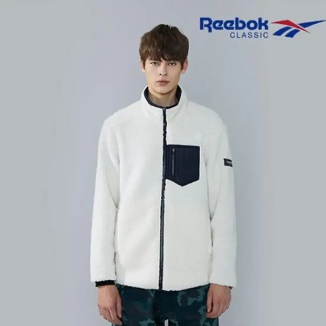 [ M ] Reebok 리복 아이보리 후리스 집업 자켓