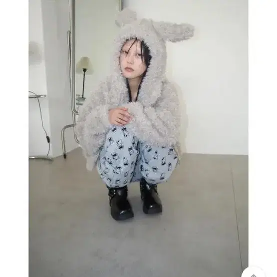 팁씨 rabbit fur hoodie 양도받음