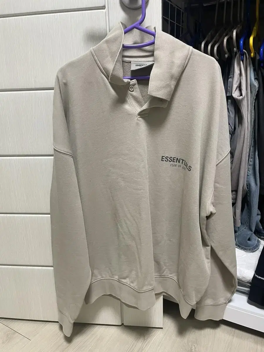 Essential Long Sleeve Boxy Polo Olive 20FW Size S