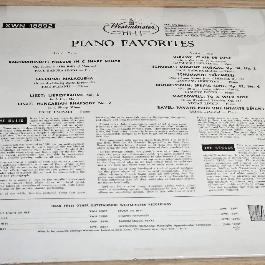 Piano Favorites (수입LP)