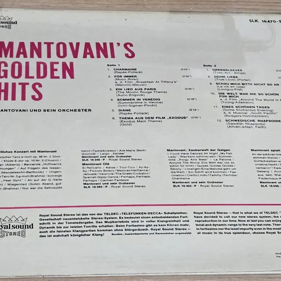 Mantovani's Golden Hits (수입LP)