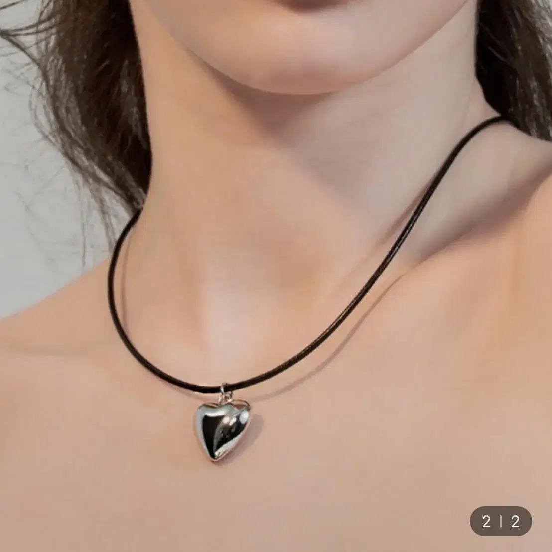 헤이 cow leather heart necklace