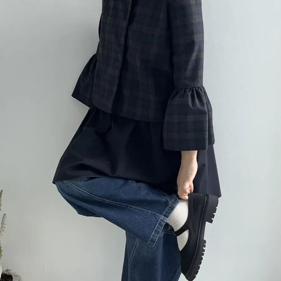 zara check frill jacket 자라 체크 프릴 자켓