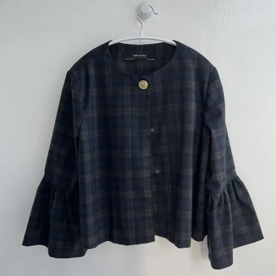 zara check frill jacket 자라 체크 프릴 자켓