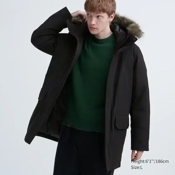 US-M Uniqlo Ultra Warm Hybrid Down Coat Black Parka