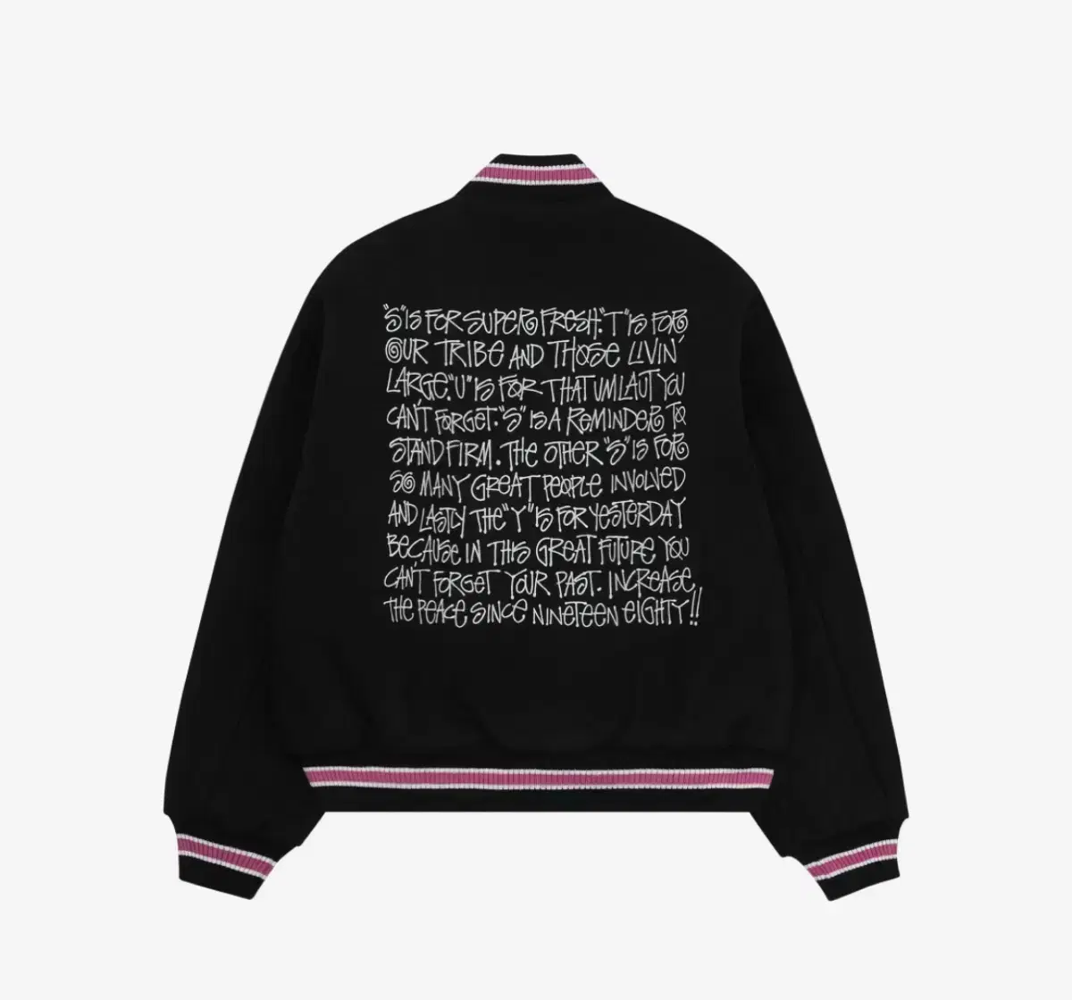 [M] Stussy S Talk Melton Varsity Jacket Black