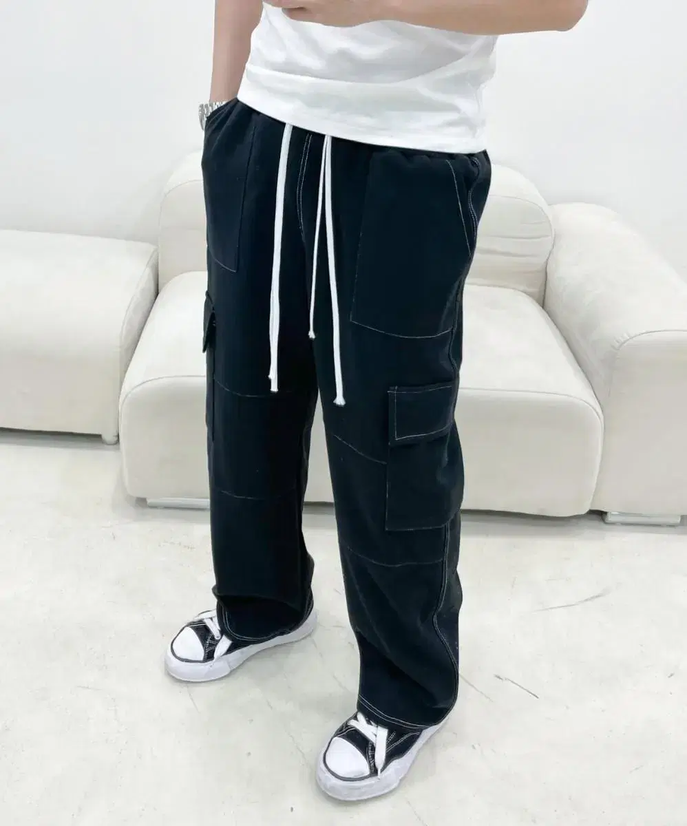 Free Shipping Piping Line MenBanded Pants MenCargo Pants MenWide Pants MenCharacterization