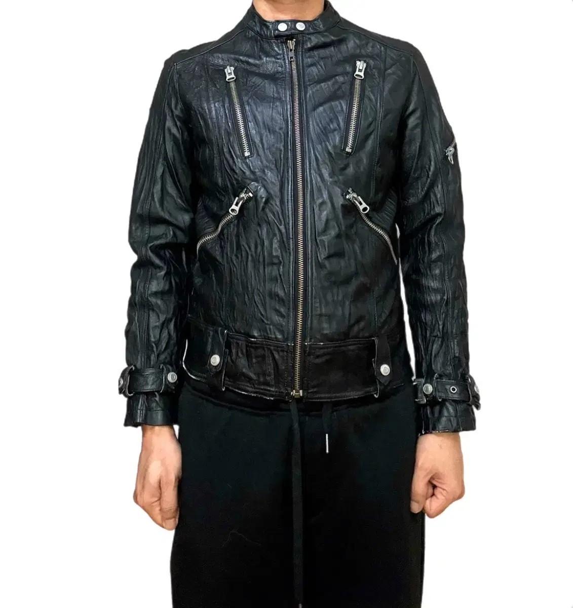 Japan / Evolution Black Pigskin Biker Jacket