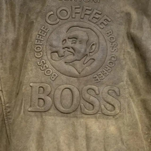 M)산토리 보스커피 빈티지 빅로고 가죽자켓 BOSS COFFEE