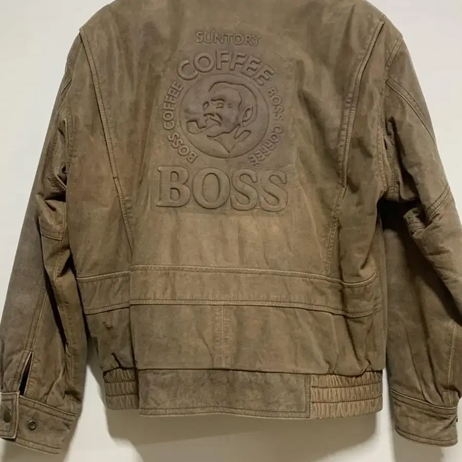 M)산토리 보스커피 빈티지 빅로고 가죽자켓 BOSS COFFEE