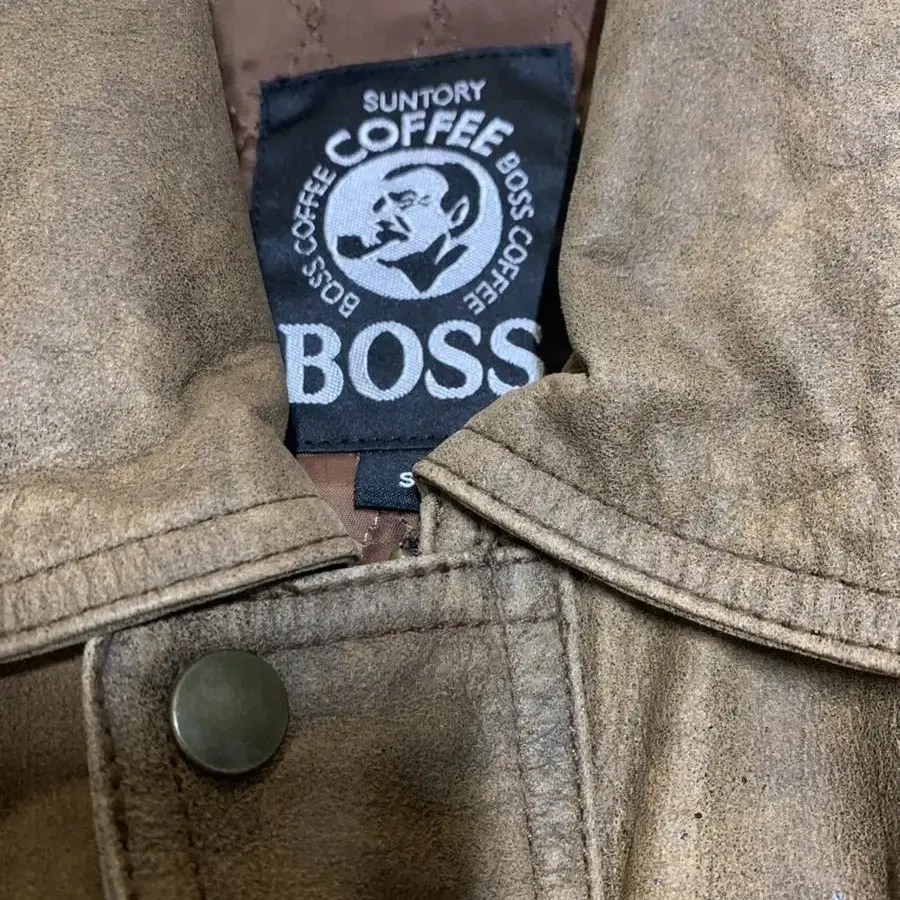 M)산토리 보스커피 빈티지 빅로고 가죽자켓 BOSS COFFEE