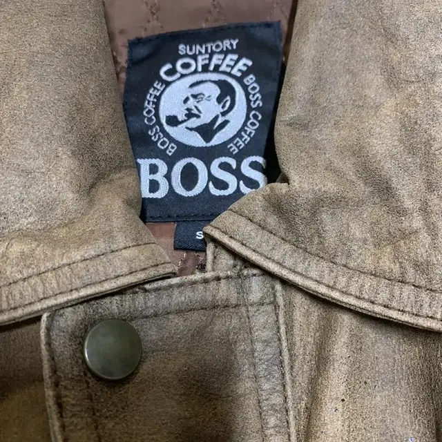 M)산토리 보스커피 빈티지 빅로고 가죽자켓 BOSS COFFEE