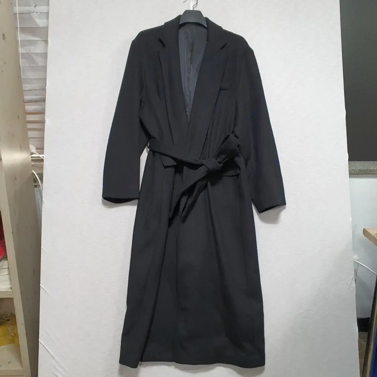 New Arrivals Urban Dress Black Long Wool Logo Coat Men 105ㅡ0130