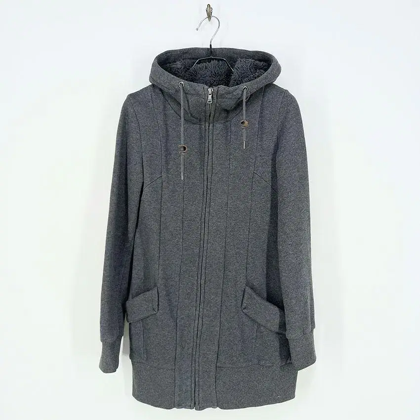 Calvin Klein Women's Fleece Hooded Zip-up Jacket Deep Grey XS (HU10306)