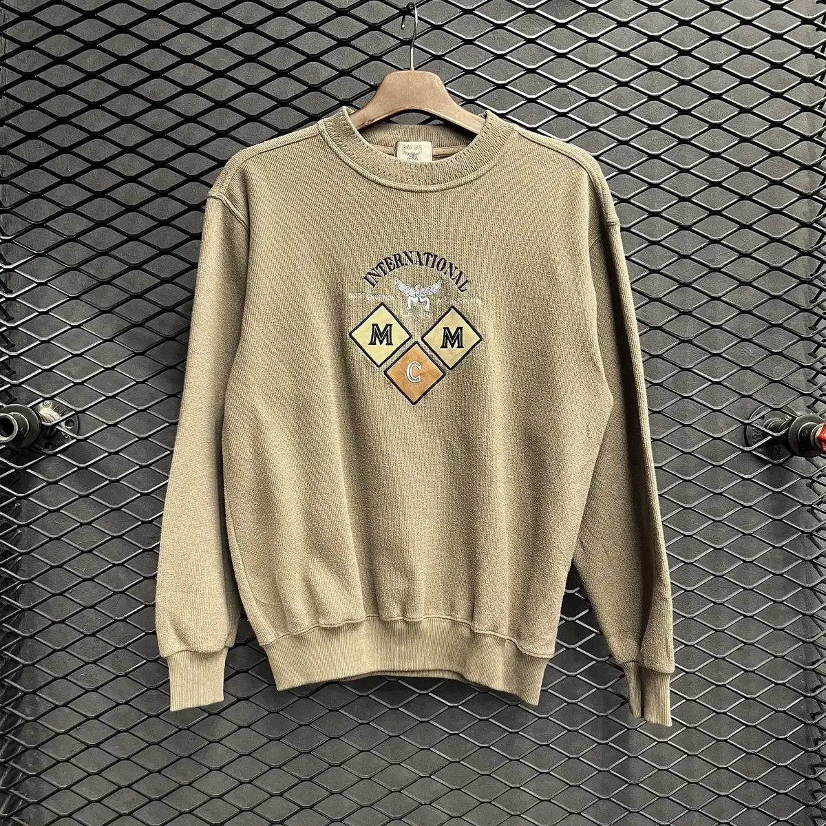 MCM LEGERE Jin beige logo round neck sweater