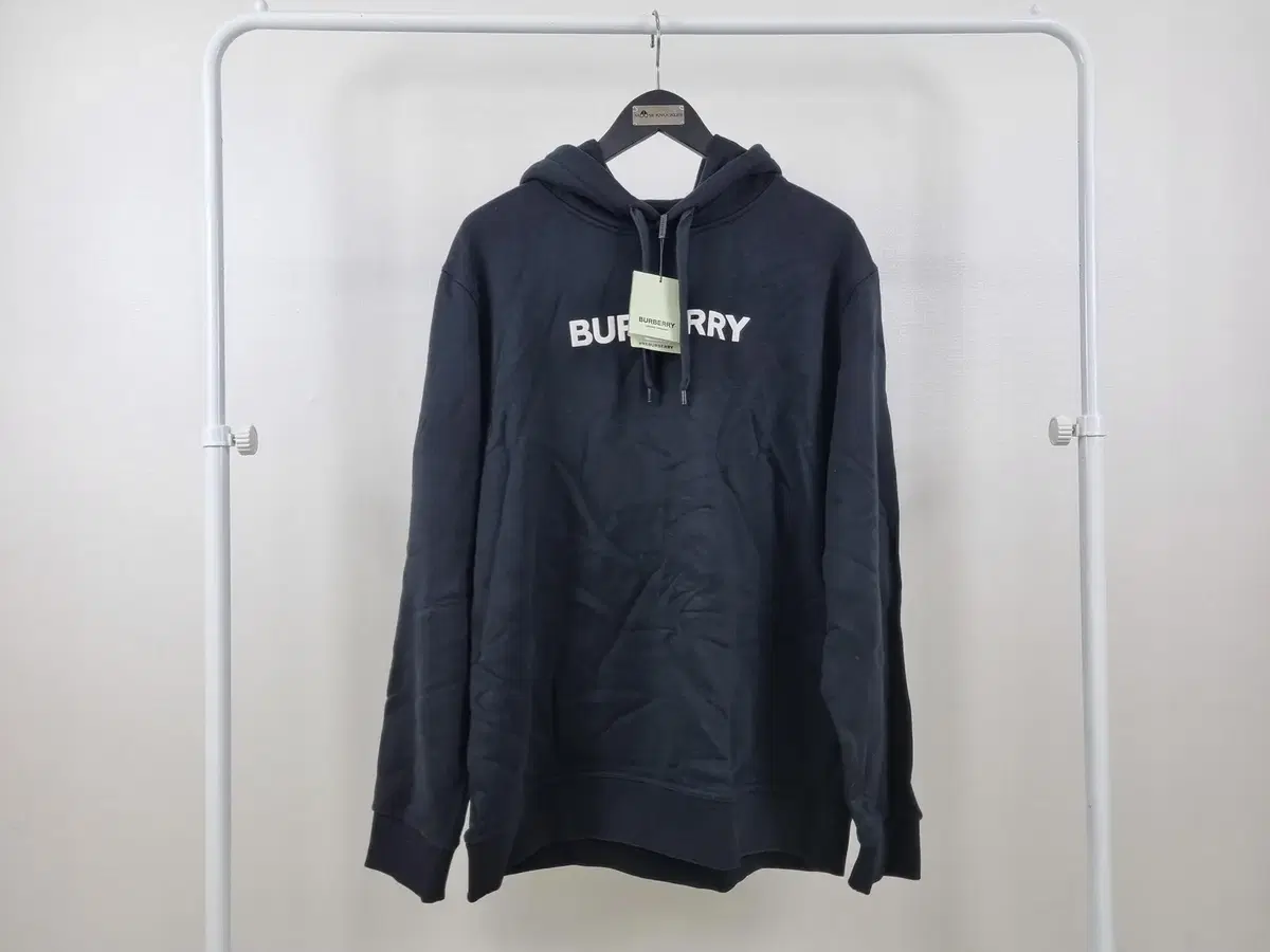 [ XXL/New ] Burberry Logo Cotton Hoodie Black