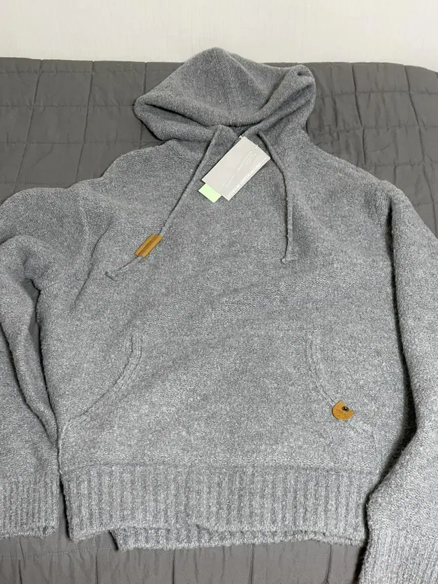 London Underground Boucle Hooded Sweater Gray