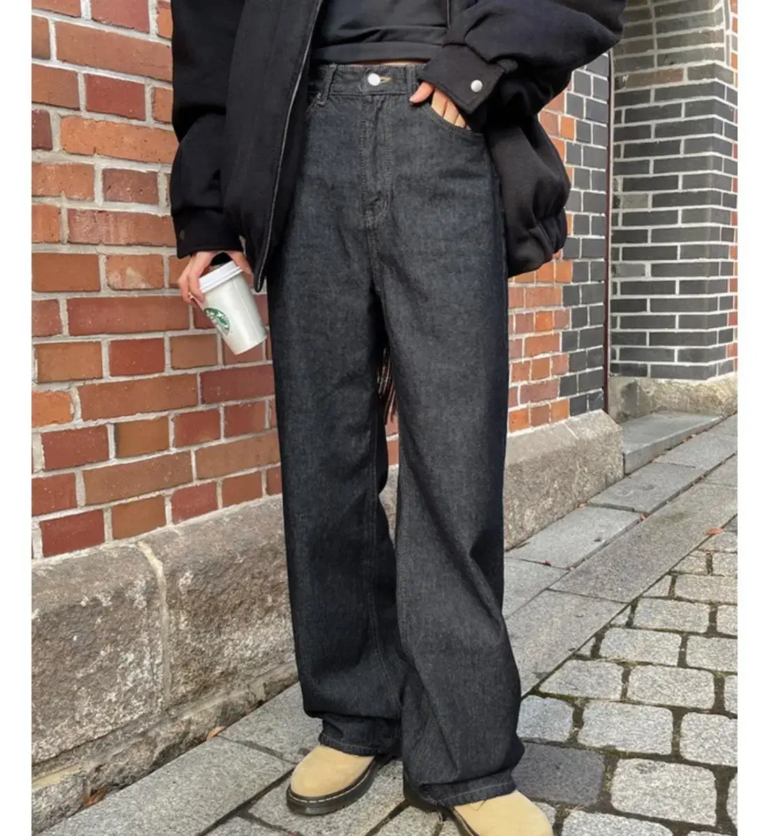 Black-up blackup Slub denim pants