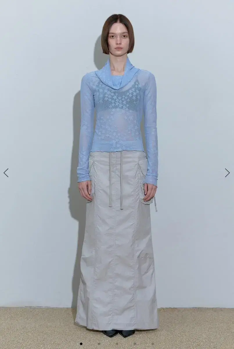 Sculptor star shirring turtleneck blue