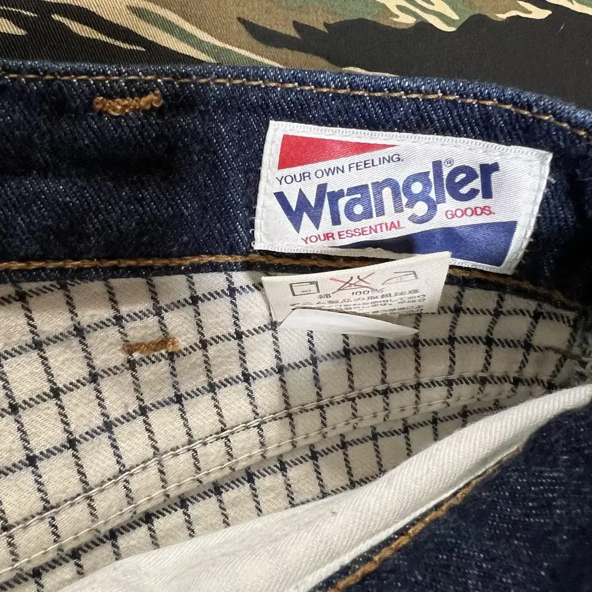 WRANGLER 생지 데님 체크패턴 기모안감 28SIZE