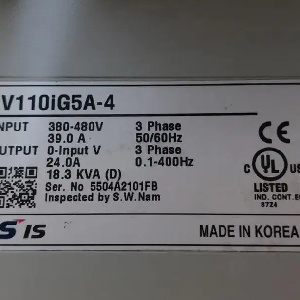 LS SV110iGS5A-4 (11KW) 15마력 인버터 (정상작동)