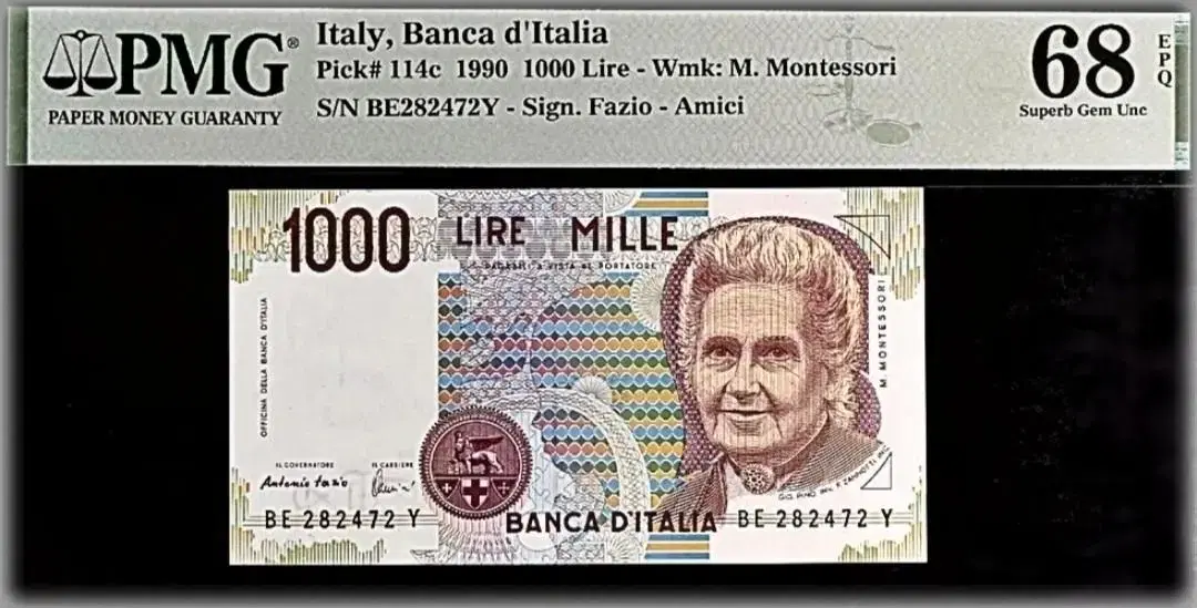 *Article No. I-15*Italy old banknote 1000lire pmg68 grade