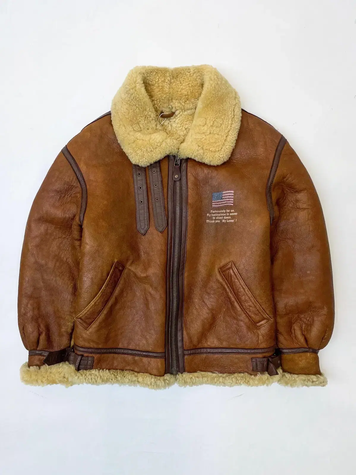 Wind Armor B-3 Pinup Girl Shearling Fur Lined Sheepskin Leather Mustang